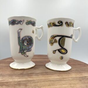 Royal Tara Ireland Book of Kells Celtic Illuminative Art Bone China Mugs Set 2